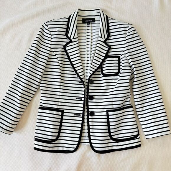 Nine West Jackets & Blazers - Nine West Womens Jacket Blazer Striped Business Casual Longsleeve Elegant 4